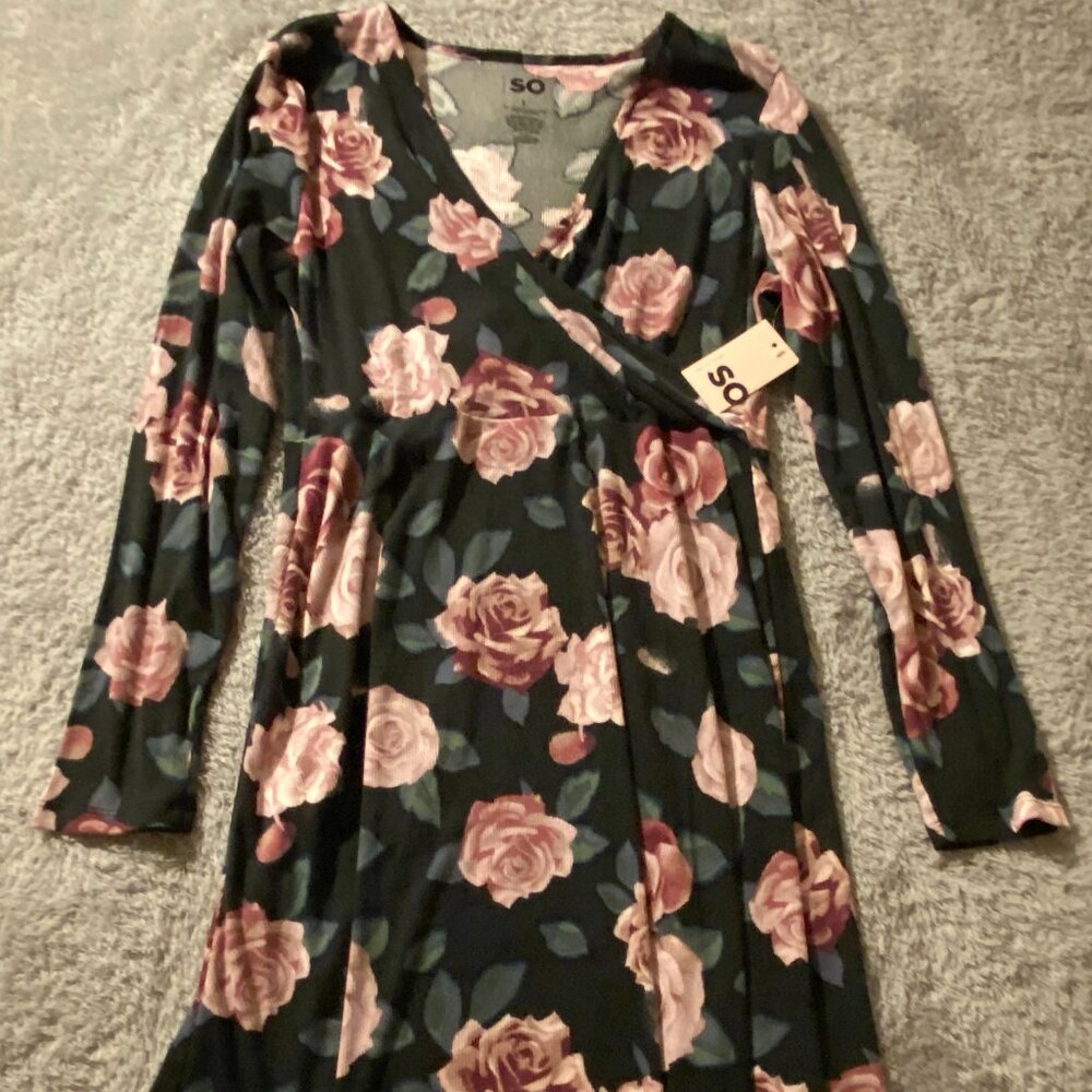 SO Women's Floral Long Sleeve Dress